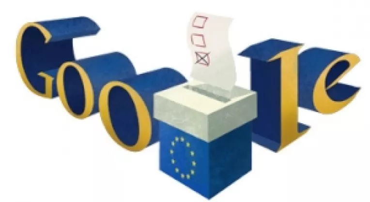 Google si-a modificat, duminica, logoul pentru a marca alegerile europarlamentare 2014